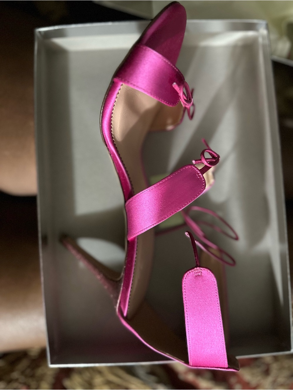 J. Crew Hot Pink Satin Ankle-Strap Stiletto Heels
